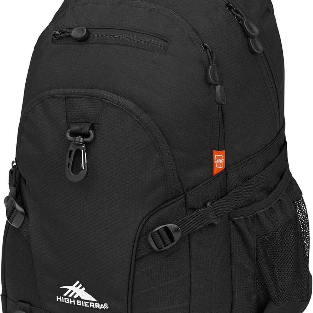 High Sierra Loop Backpack, Travel, or Work Bookbag with tablet sleeve, One Size, Black